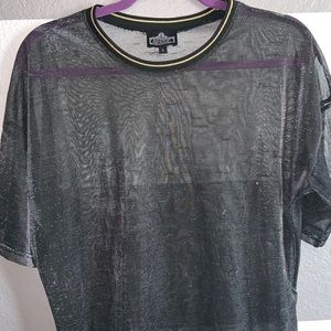 Black sheer sparkle top